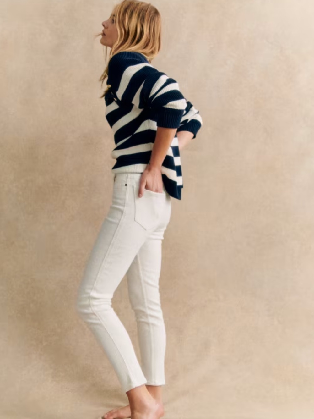 Sezane Slim Parfait Jeans, Ecru, Size 14, EUC.